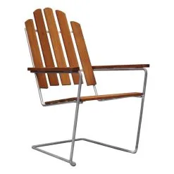 Grythyttan Stålmöbler Sunlounger A3, Galvanized Steel - Teak