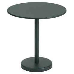 Muuto Linear Steel Café Table, Round, 70 Cm, Dark Green