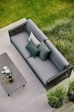 Cane-line Twist Coffee Table, 120 X 60 Cm, Lava Grey - Fossil Black 9 Cane-line Twist Coffee Table, 120 X 60 Cm, Lava Grey - Fossil Black -Outdoor textiles Sales 5592SG 5592YS95 5017AL P120X60RCCOB