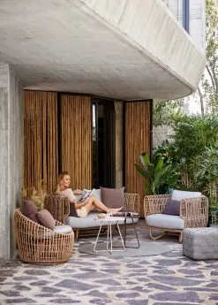 Cane-line Nest 2-seater Sofa, Natural - Light Grey -Outdoor textiles Sales 57421USL 57422USL 57522USL 74140ROLG 8340ROLG 5065ABR 5065ADR 1600px