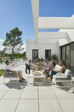 Fermob Bellevie 3-seater Sofa, Storm Grey - Flannel Grey -Outdoor textiles Sales BELLEVIE BLANC COTON AIX ALBUM2023 ANTHONY LANNERETONNE 1 4