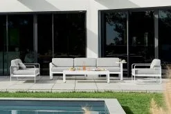 Fermob Bellevie Low Table, Acapulco Blue -Outdoor textiles Sales BELLEVIE BLANC COTON AIX VISUEL2023 ANTHONY LANNERETONNE 3 6