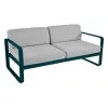Fermob Bellevie 2-seater Sofa, Acapulco Blue - Flannel Grey -Outdoor textiles Sales BELLEVIE Canap C3 A9 Gris flanelle Bleu 20acapulco