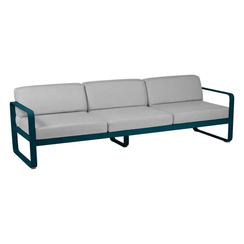Fermob Bellevie 3-seater Sofa, Acapulco Blue - Flannel Grey 3 Fermob Bellevie 3-seater Sofa, Acapulco Blue - Flannel Grey