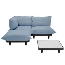 Fatboy Paletti Sofa, 3 Modules + Table, Left, Storm Blue