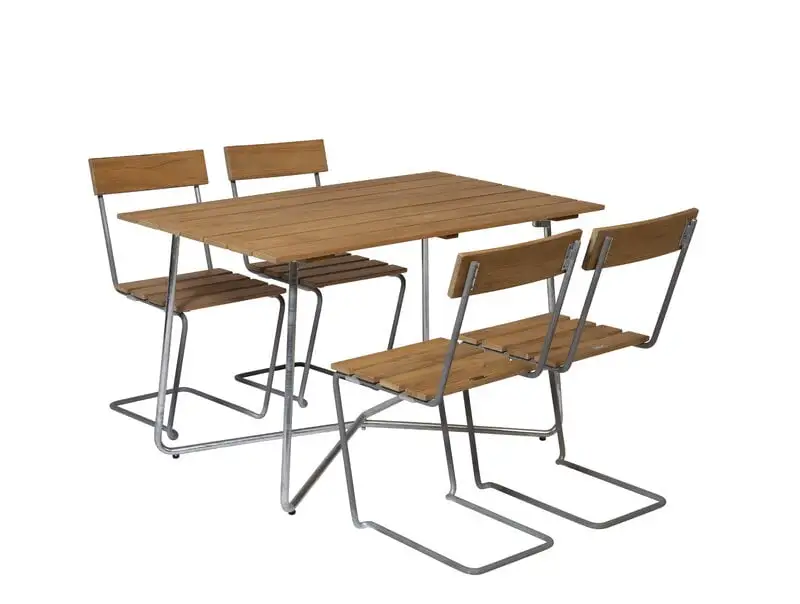 Grythyttan Stålmöbler Table B25A, 120 X 70 Cm, Galvanized Steel - Teak 4 Grythyttan Stålmöbler Table B25A, 120 X 70 Cm, Galvanized Steel - Teak - Image 2