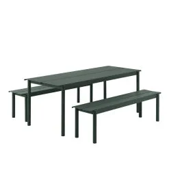 Muuto Linear Steel Table 200 X 75 Cm, Dark Green -Outdoor textiles Sales Linear steel outdoor set 200x75 dark green Muuto hi res
