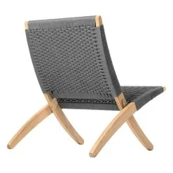 Carl Hansen & Søn MG501 Cuba Outdoor Lounge Chair, Teak - Charcoal 1402 -Outdoor textiles Sales MG501 teak untreated flatrope charcoal1402 back