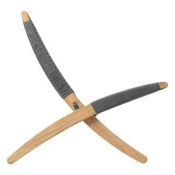 Carl Hansen & Søn MG501 Cuba Outdoor Lounge Chair, Teak - Charcoal 1402 -Outdoor textiles Sales MG501 teak untreated flatrope charcoal1402 side