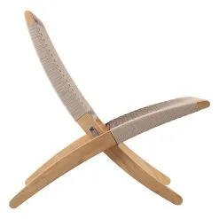 Carl Hansen & Søn MG501 Cuba Outdoor Lounge Chair, Teak - Sesame 083 -Outdoor textiles Sales MG501 teak untreated flatrope sesame083 side