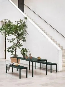 Muuto Linear Steel Table 140 X 75 Cm, Dark Green -Outdoor textiles Sales Muuto Linear steel series table bench dark green Muuto low res
