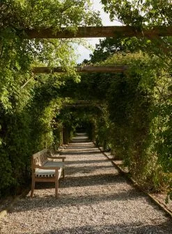 Skagerak Drachmann Seat Cushion, Light Apricot - Dark Green -Outdoor textiles Sales S1040515 1960227 Drachmann Bench 200 Drachmann Cushion 200 Light Apricot Green stripes 02 M01