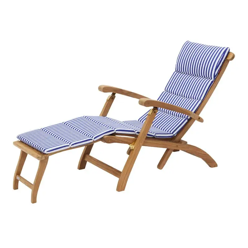 Skagerak Barriere Deck Chair Cushion, Sea Blue Stripe 3 Skagerak Barriere Deck Chair Cushion, Sea Blue Stripe