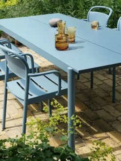 Muuto Linear Steel Table, 200 X 75 Cm, Pale Blue -Outdoor textiles Sales linear steel armchair table 220 pale blue raise carafe glass burnt orange muuto orgrole
