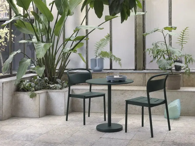 Muuto Linear Steel Café Table, Round, 70 Cm, Dark Green 4 Muuto Linear Steel Café Table, Round, 70 Cm, Dark Green - Image 2